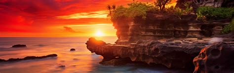 Download wallpaper the sky, sunset, rocks, shore, pond, AI art, neural ...