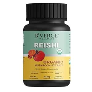 B'VERGE® Pure Red Reishi Mushroom Powder Capsules 500mg | Stress Relief ...
