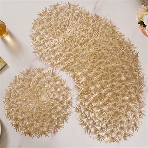 Dandelion Table Mat Set Of 6 Gold Online - Premium Table Mat | Nestasia