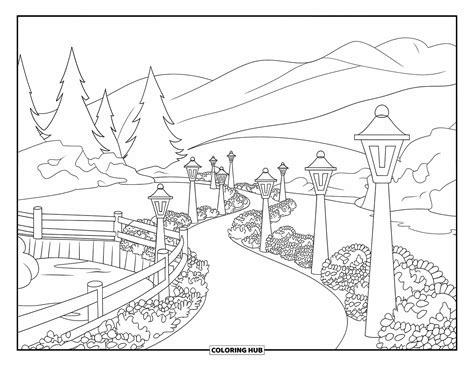 85+ Scenic Coloring Pages for Kids & Adults (Free Printable PDFs)