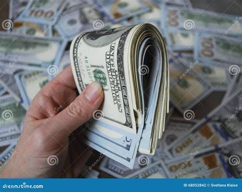 Woman Hand Hold Cash Dollar Banknotes. Stock Photo - Image of money ...