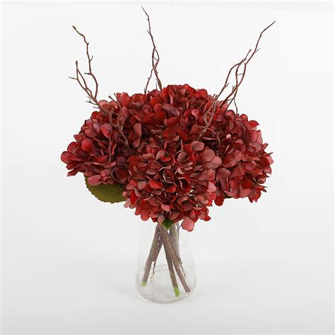 allen + roth 15-in Red Indoor Hydrangea Artificial Flower GS2186 at ...