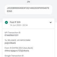 Reliance Jio Infocomm — jio recharge not reflected