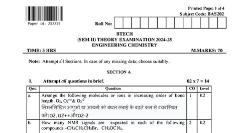 BAS202 - Engineering Chemistry Theory Exam Notes (BTECH SEM II) - Studocu