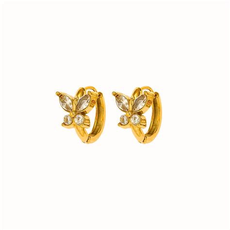 Butterfly Huggies- 18k Gold Plated – Reynesaa