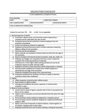 Fillable Online udel EXCAVATION CHECKLIST - udeledu Fax Email Print ...