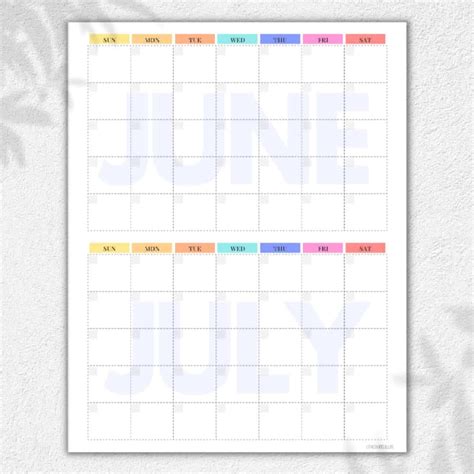 June And July Calendar