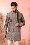 Buy Multi Color Georgette Embroidery Thread Work Short Kurta For Men by ...