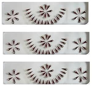 DeLegarde® Dark Maroon Tilak Shape Bindi Velvet Bindis with Shiny ...