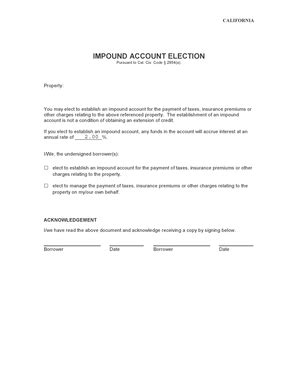 California Impound Account Election - Blank Fillable Template | Fill ...
