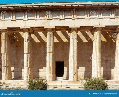 Ancient Greek columns stock photo. Image of history - 127712438