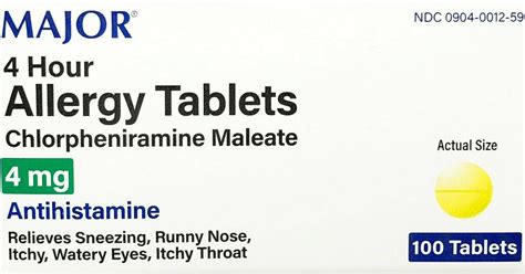 Buy Major Pharmaceuticals Chlorpheniramine Maleate 4 mg Anti-Allergy ...