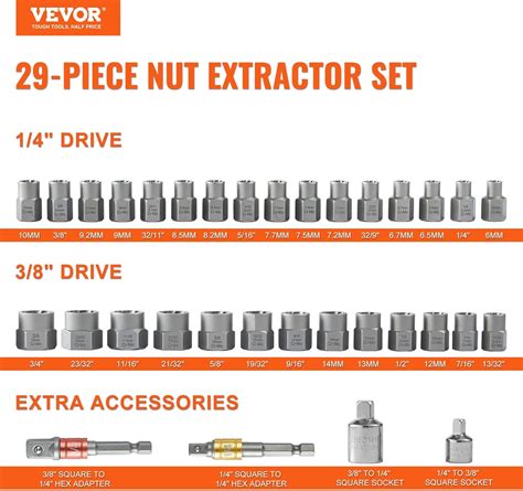 VEVOR Bolt Extractor Set, 32-Piece Bolt and Nut India | Ubuy