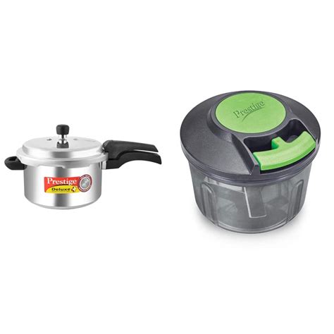 Prestige Deluxe Plus Induction Base Aluminium Pressure Cooker, 5 Litres ...