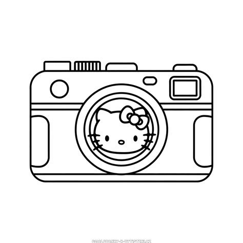 Hello Kitty Kamera Omalovánka | Omalovánky pro děti zdarma k vytištění
