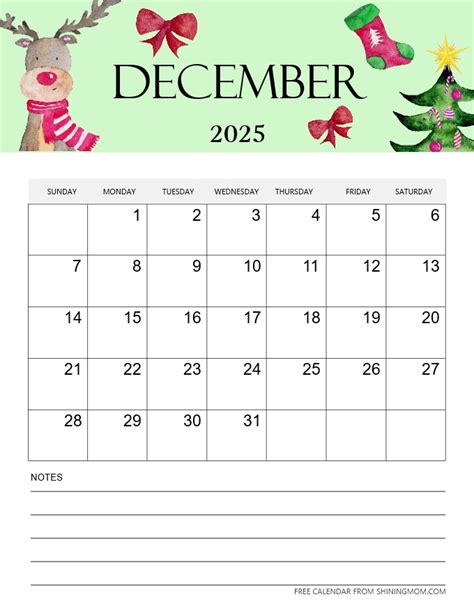December 2025 Calendar Printable