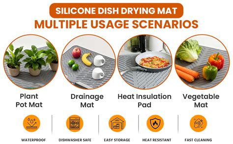 Buy HIRNAYA Silicone Dish Drying Mat for Kitchen Counter – 23x17 Inch ...