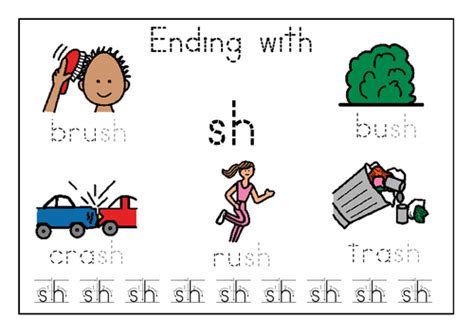 Word Endings Ending with 'SH' worksheets | Teaching Resources