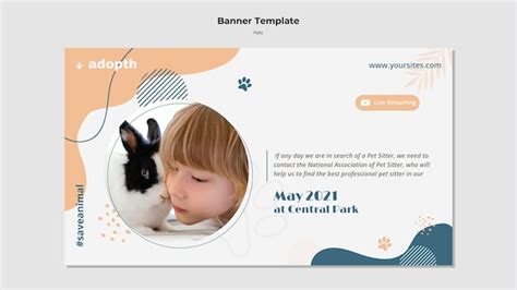 Modèle de bannière horizontale pour l'adoption d'animaux de compagnie ...
