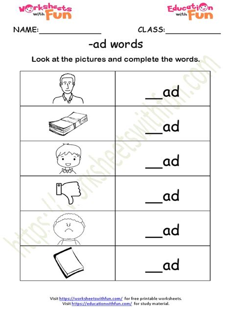 Ad Word Family Worksheet 1 PDF | PDF