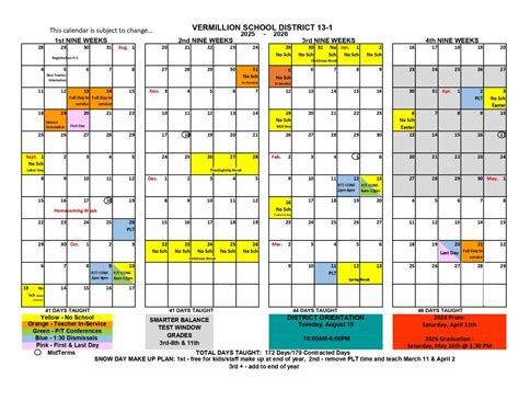 Vermillion School District SD Calendar 25-26 Revised [pdf] - EduCounty
