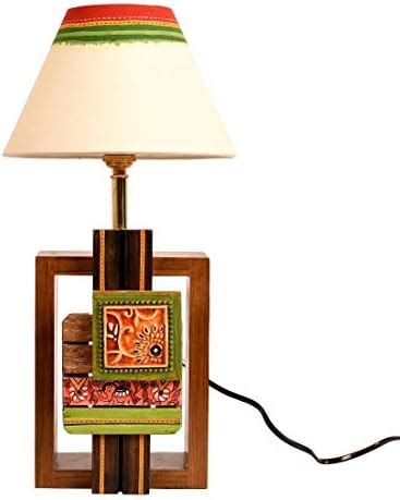 Buy AAKRITI ART CREATIONS Madhubani Hand-Painted Wooden Table Lamp with ...
