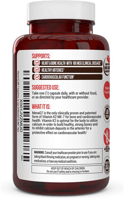 Buy Vitamin k2 MK-7 Supplement 180mcg -Vitamin K2 Supports Bone & Heart ...