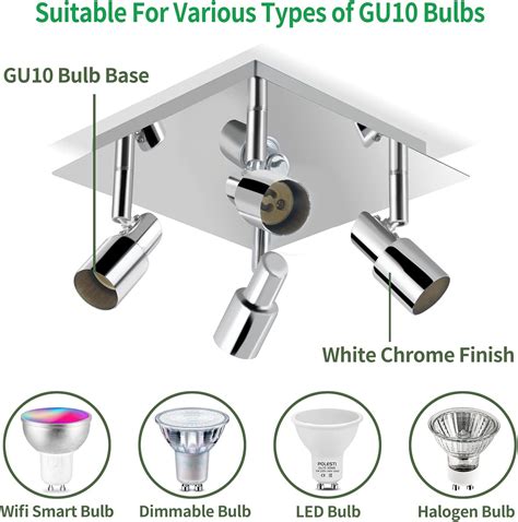 POLESTI Modern Square GU10 LED Ceiling Light Fitting, Silver India | Ubuy