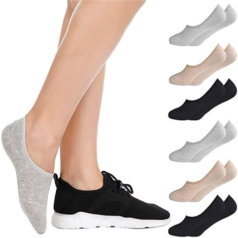 Women's 6 Pairs no show socks for women with Cushioned Invisible Liner ...