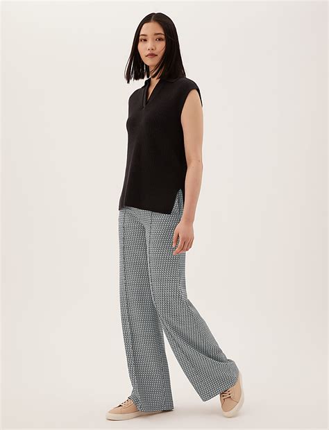 Buy Geometric Drawstring Wide Leg Trousers at Marks & Spencer