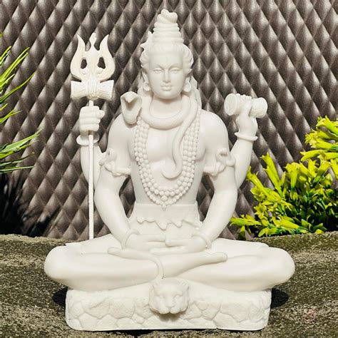 Buy Marble Shiva Statue in Padmasana Lotus Pose-Hindu God of Destroying ...