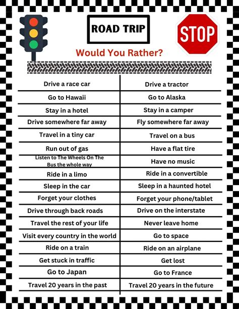 Road Trip Game Would You Rather, PDF, Printable - Etsy Canada in 2024 ...