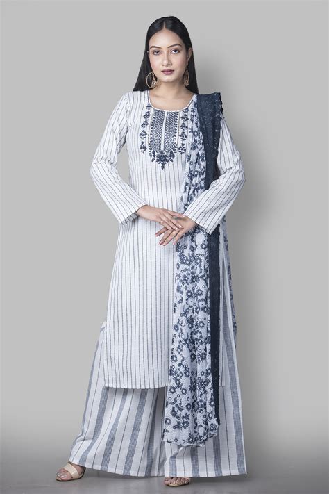 Navy Cotton Easy Stitch Suit Set at Biba India