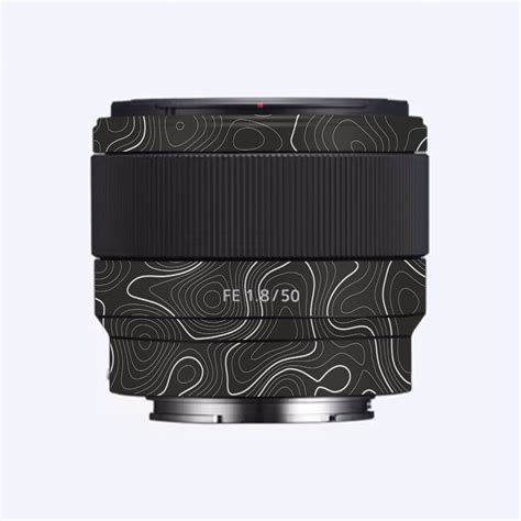 Grayscale Topographic Lines Sony FE 50mm f/1.8 Camera Lens Skin