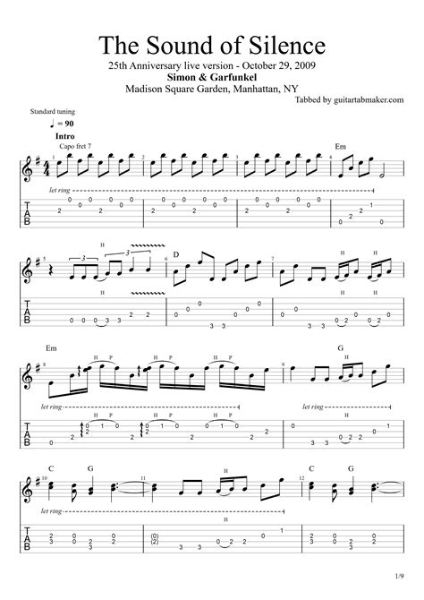 The Sound of Silence TAB (PDF) Simon and Garfunkel