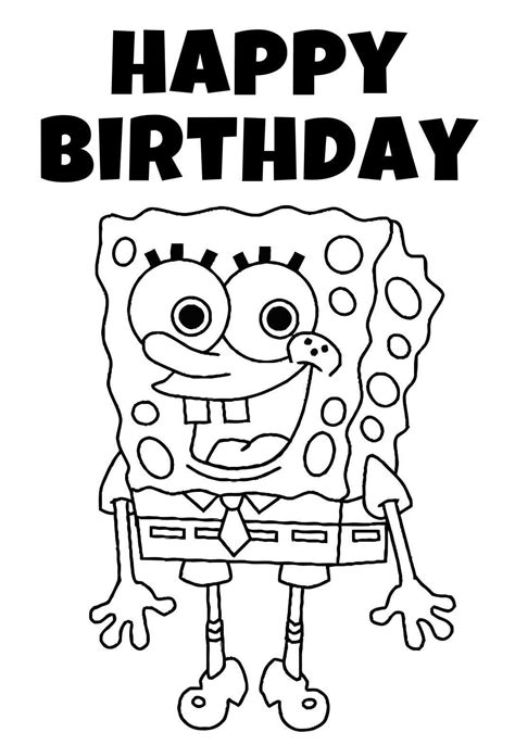 Coloring birthday cards, Birthday coloring pages, Spongebob birthday