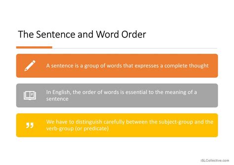The Sentence and Word Order general…: English ESL powerpoints