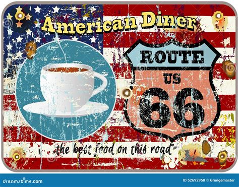 Retro route 66 diner sign stock vector. Illustration of graphic - 52692950
