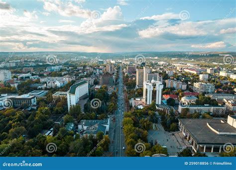 Aerial Drone View of Chisinau at Sunset, Moldova Stock Photo - Image of ...