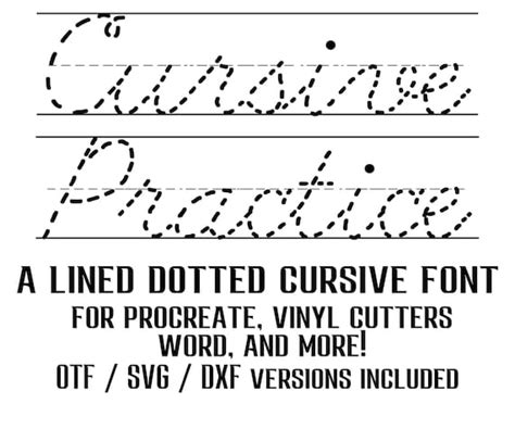 Dotted Cursive Font Lined Cursive Handwriting Practice Font - Etsy India