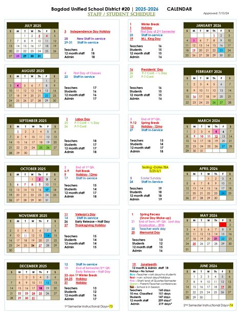 Bagdad Unified School District Calendar 25-26 Revised [PDF] - EduCounty