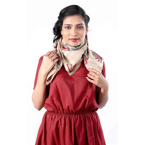 Buy Floral Madhubani Painted Silk Scarf For Women | Indyverse
