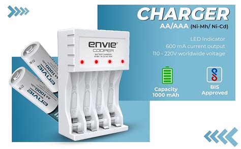ENVIE® (ECR 20 MC+4xAA1000) Standard Rechargeable Battery Charger for ...