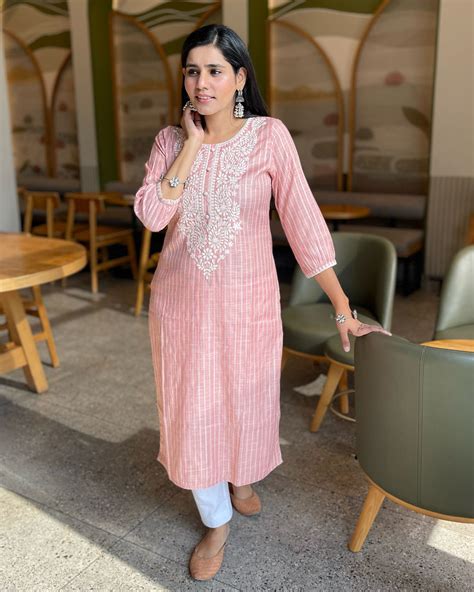NUDE PINK COTTON KURTA – Gulabi Dori