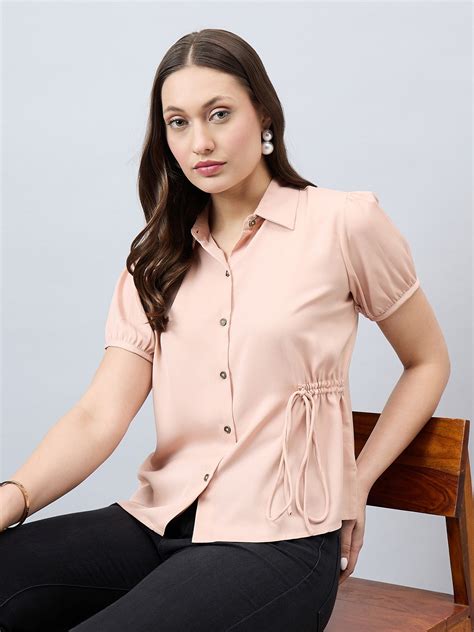 Style Quotient Women Solid Nude Polymoss Regular Fit Semi Formal Shirt ...