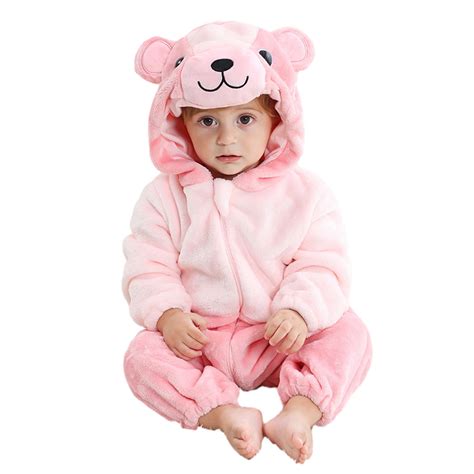 Unisex Baby Animal Costume Winter Autumn Flannel Hooded Romper Cosplay ...