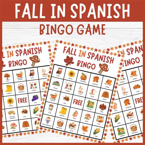 Fall in Spanish Bingo de Otoño, No Prep Autumn Vocabulary Activities by ...