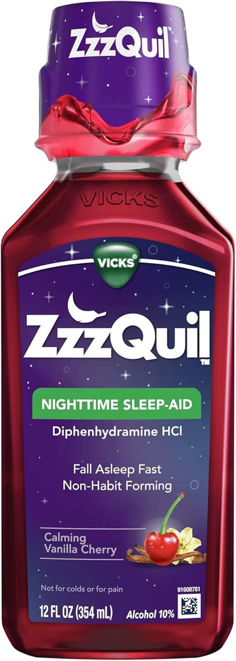 Amazon.com: ZzzQuil Nighttime Sleep-Aid Liquid Calming Vanilla Cherry ...