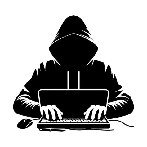 Hacker silhouette vector computer hacker with laptop icon illustration ...