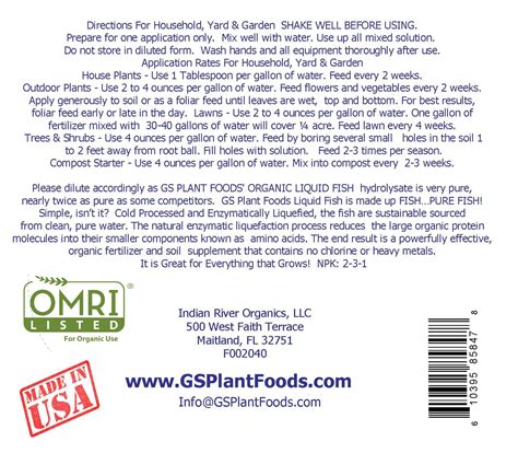 GS Plant Foods Organic Hydrolyzed Liquid Fish Fertilizer 32 oz: Buy ...
